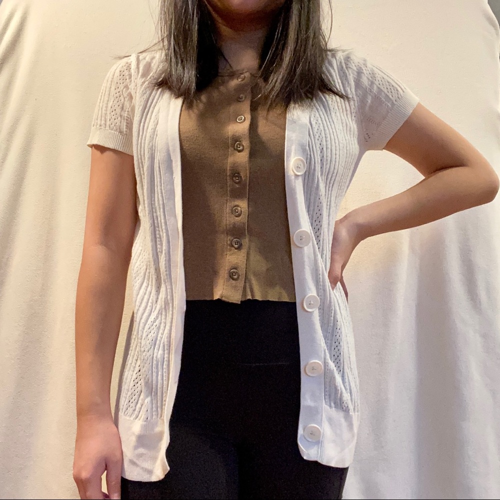 Mossimo White Short Sleeve Cardigan